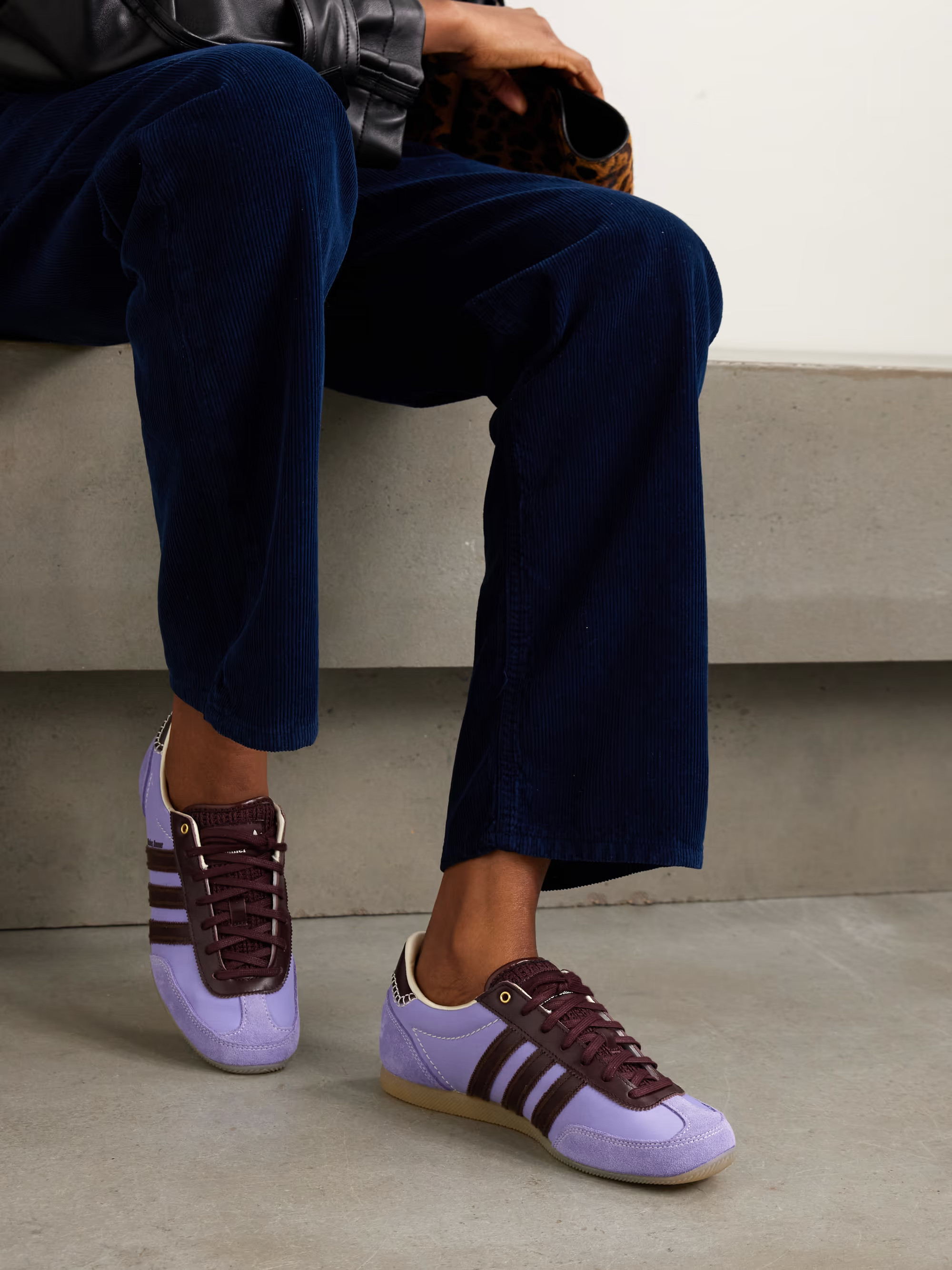 + Wales Bonner Japan suede- and leather-trimmed canvas sneakers | NET-A-PORTER (US)