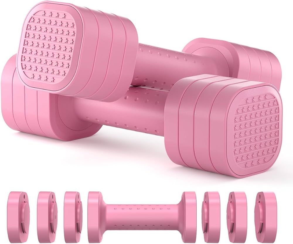 Zempox Adjustable Dumbbell Set of 2, 4 in 1 Free Weights Dumbbells Set for Women, 5lb Dumbbells P... | Amazon (US)
