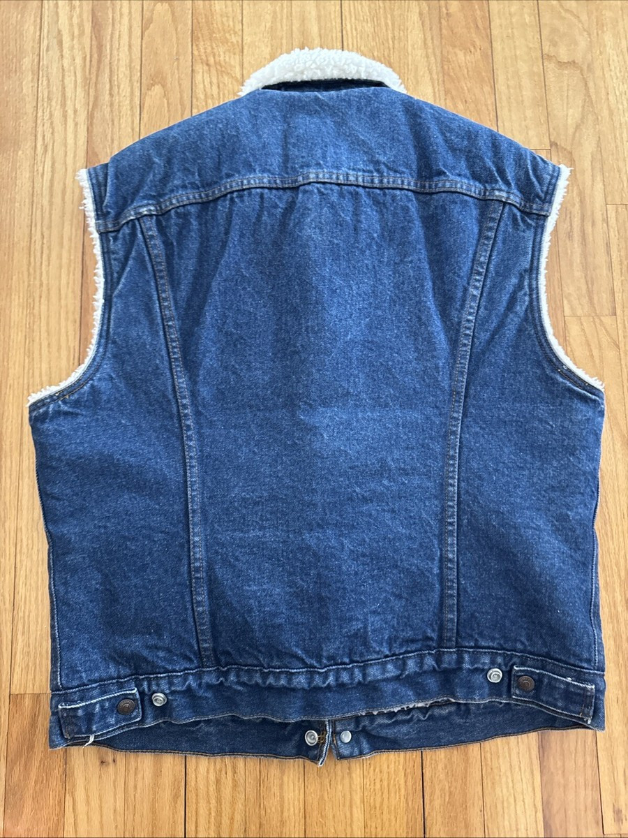 Vintage Levis Denim Vest Mens L Sherpa Lined Blue Jean Western USA Made  | eBay | eBay US