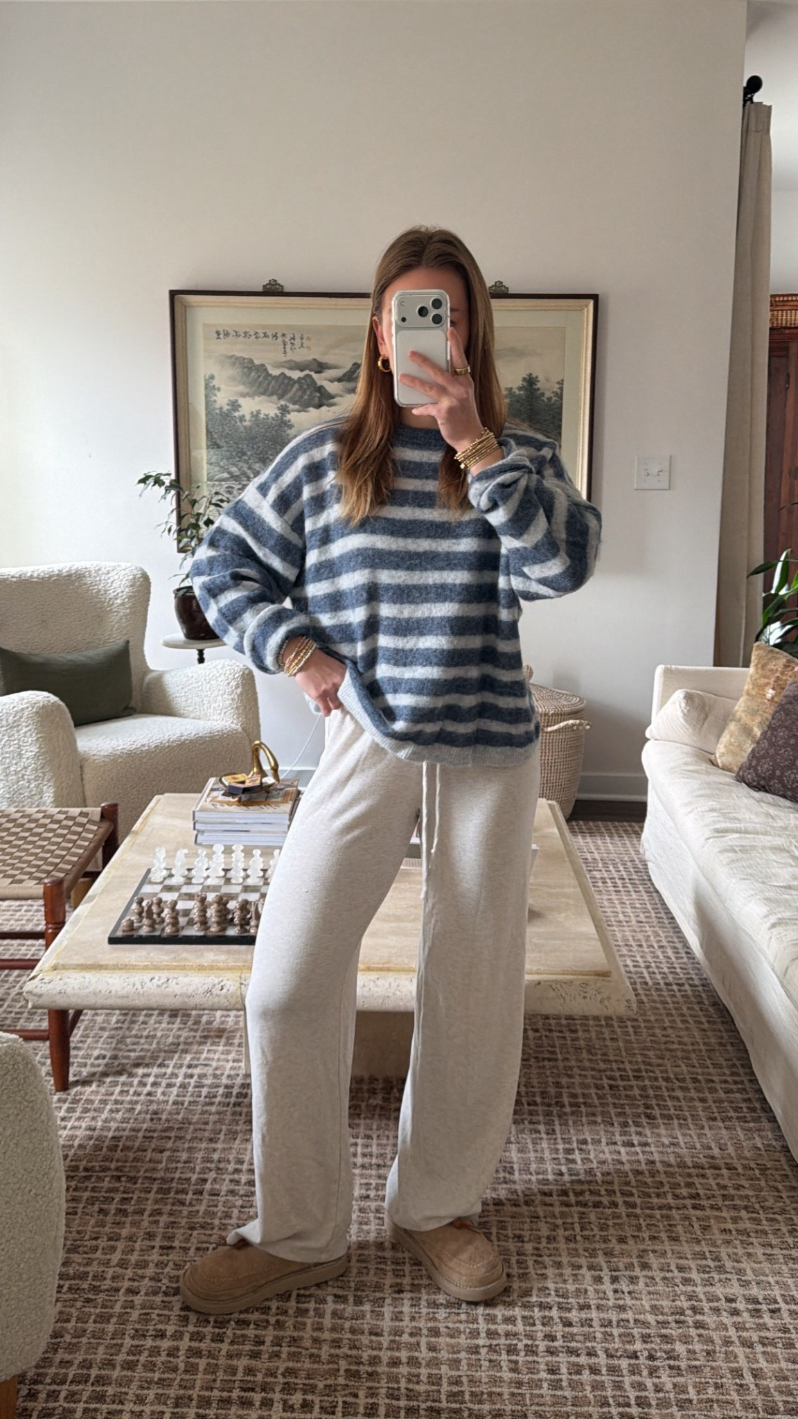 1/14/26 Morning loungewear, but make it cozy and effortless. I’m wearing my Aritzia lounge pants paired with an American Vintage striped sweater (can’t link the top), and I’ve linked similar options to recreate the same relaxed, lived-in look.

#LTKgrwm #LTKmorningroutine #LTKootd