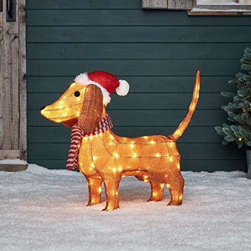 Lights4fun, Inc. 2ft Lighted Dachshund Wiener Pre-Lit LED Christmas Holiday Decoration | Amazon (US)
