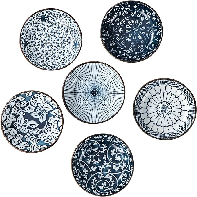 KHOI NGUYEN Soy Sauce Dishes, Ceramic Dipping Bowls 3 oz Small Dip Bowls Set of 6 Sauce cups for ... | Amazon (US)