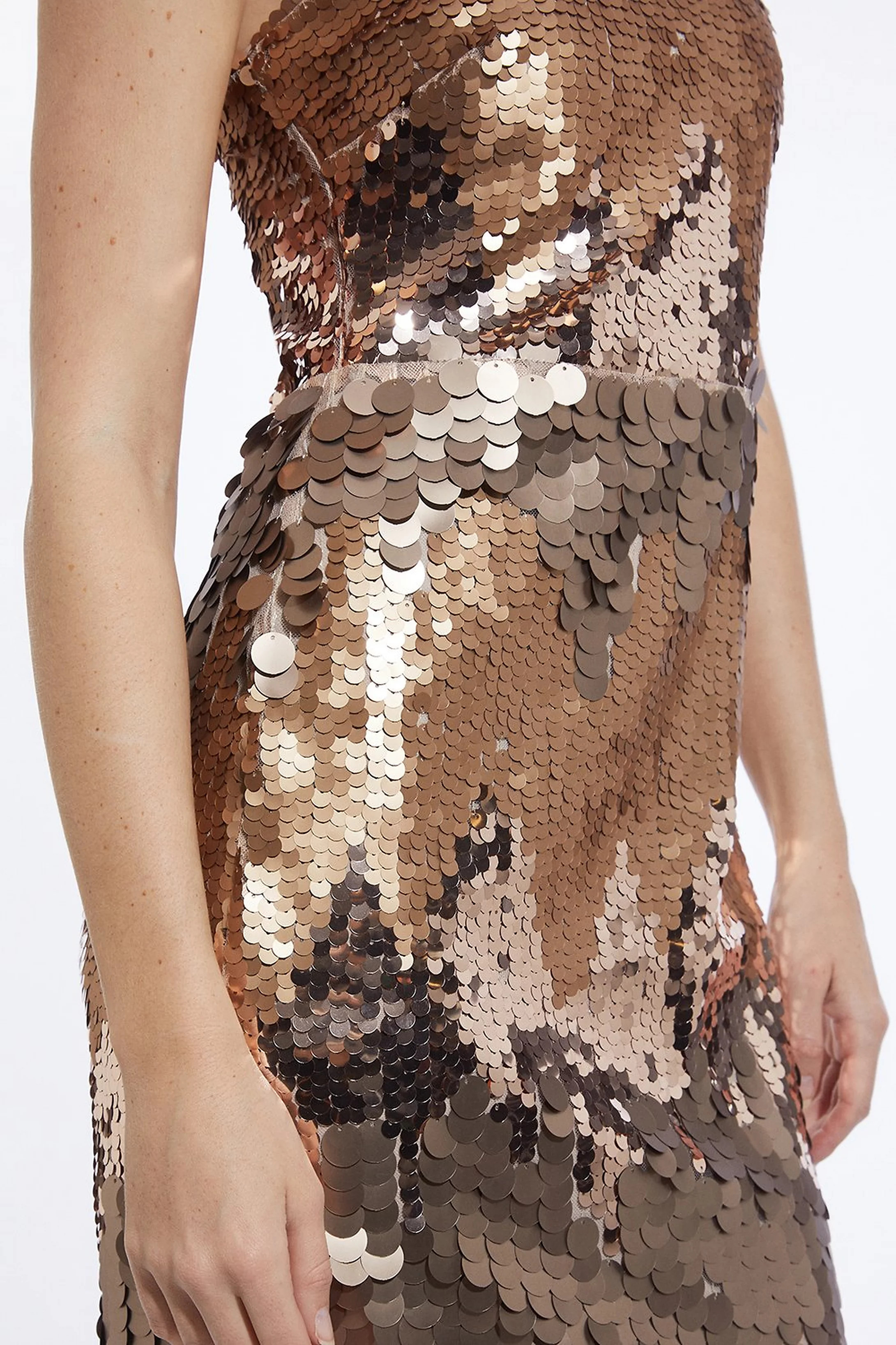 Disc Sequin Strappy Midaxi Dress | Karen Millen UK + IE + DE + NL