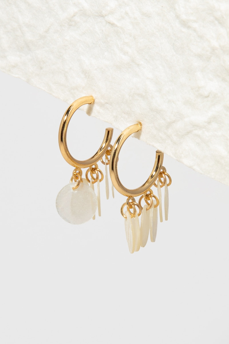 Tarina Shell Charms Hoop Earrings | Francesca's