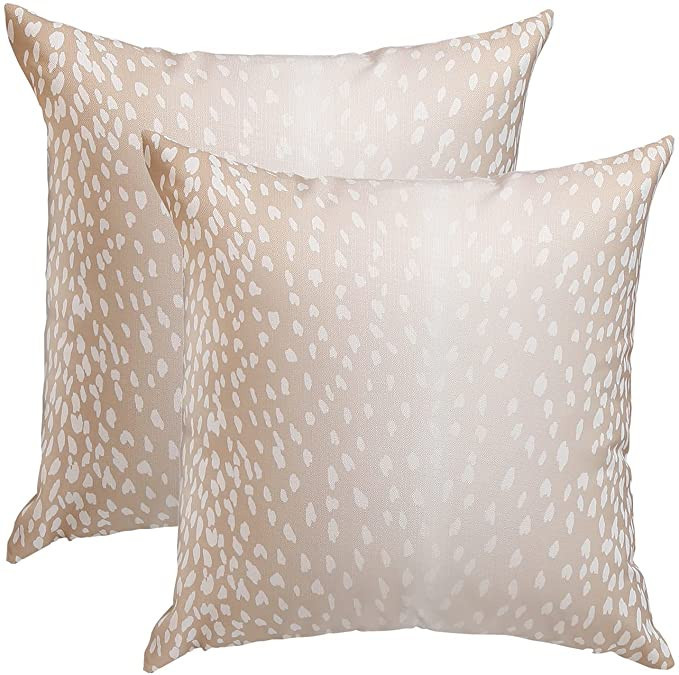 Set of 2 Antelope Pillow Covers, 18x18 Inch Soft Linen Faux Fawn Animal Print Modern Euro Throw P... | Amazon (US)
