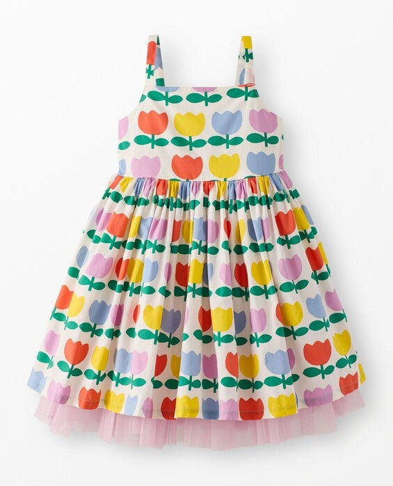 Girls' Rainbow Tulips Sleeveless Poplin Dress in 100% Combed Cotton - Size Big Kids 10 by Hanna Andersson | Hanna Andersson