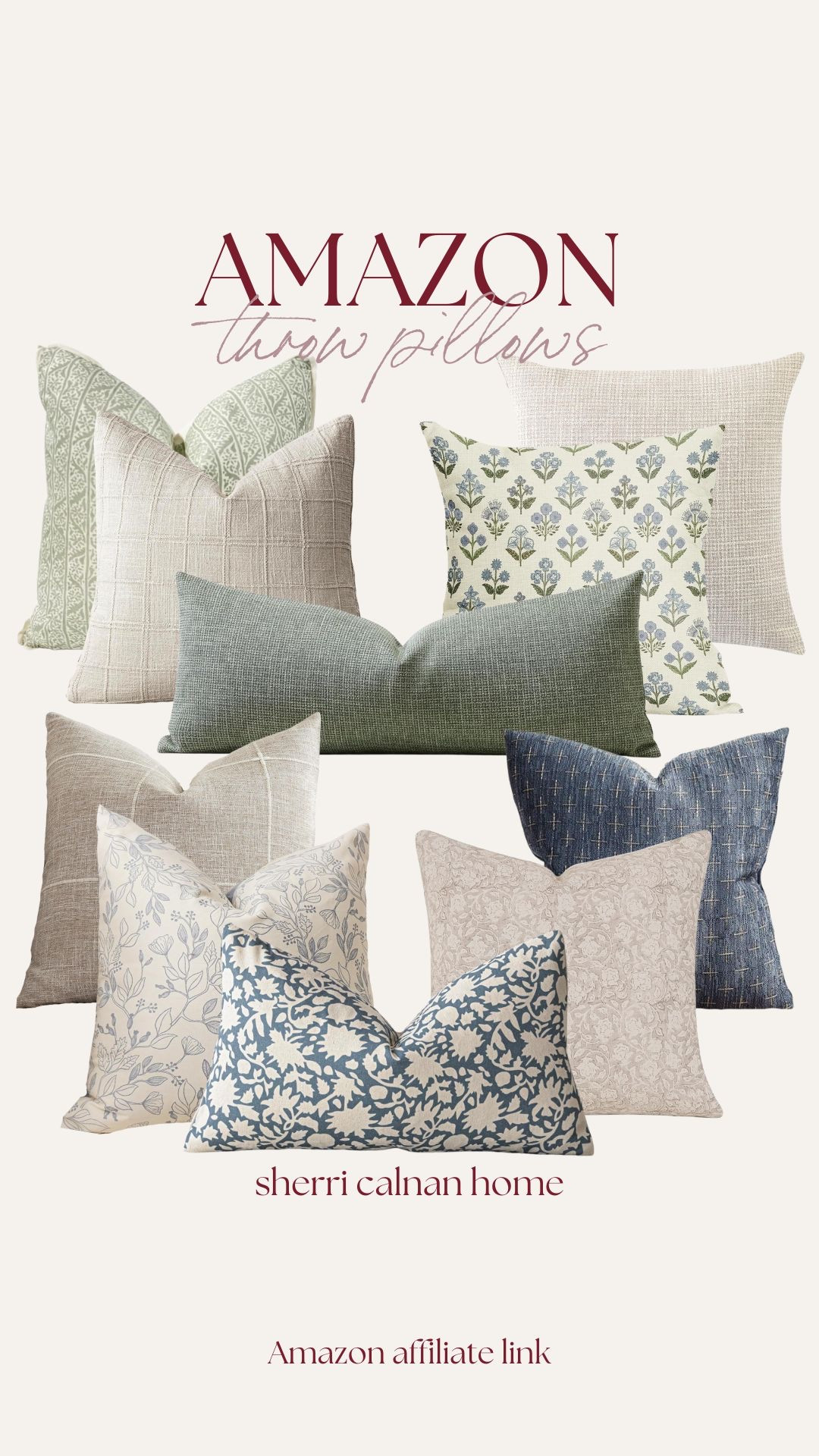 Amazon throw pillows that make layering effortless, with soft neutrals, subtle pattern, and classic coastal tones that mix beautifully on sofas, beds, and accent chairs. These are timeless pillows that add texture without overpowering a space. Amazon throw pillows, neutral pillow covers, coastal pillow styling, blue and white pillows, layered sofa pillows, bedroom pillow decor, sherri calnan home

#LTKHome