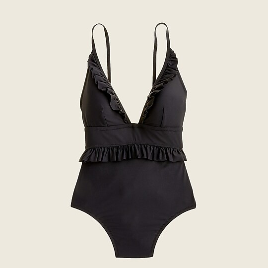 Ruffle deep-V one-piece swimsuit | J. Crew US