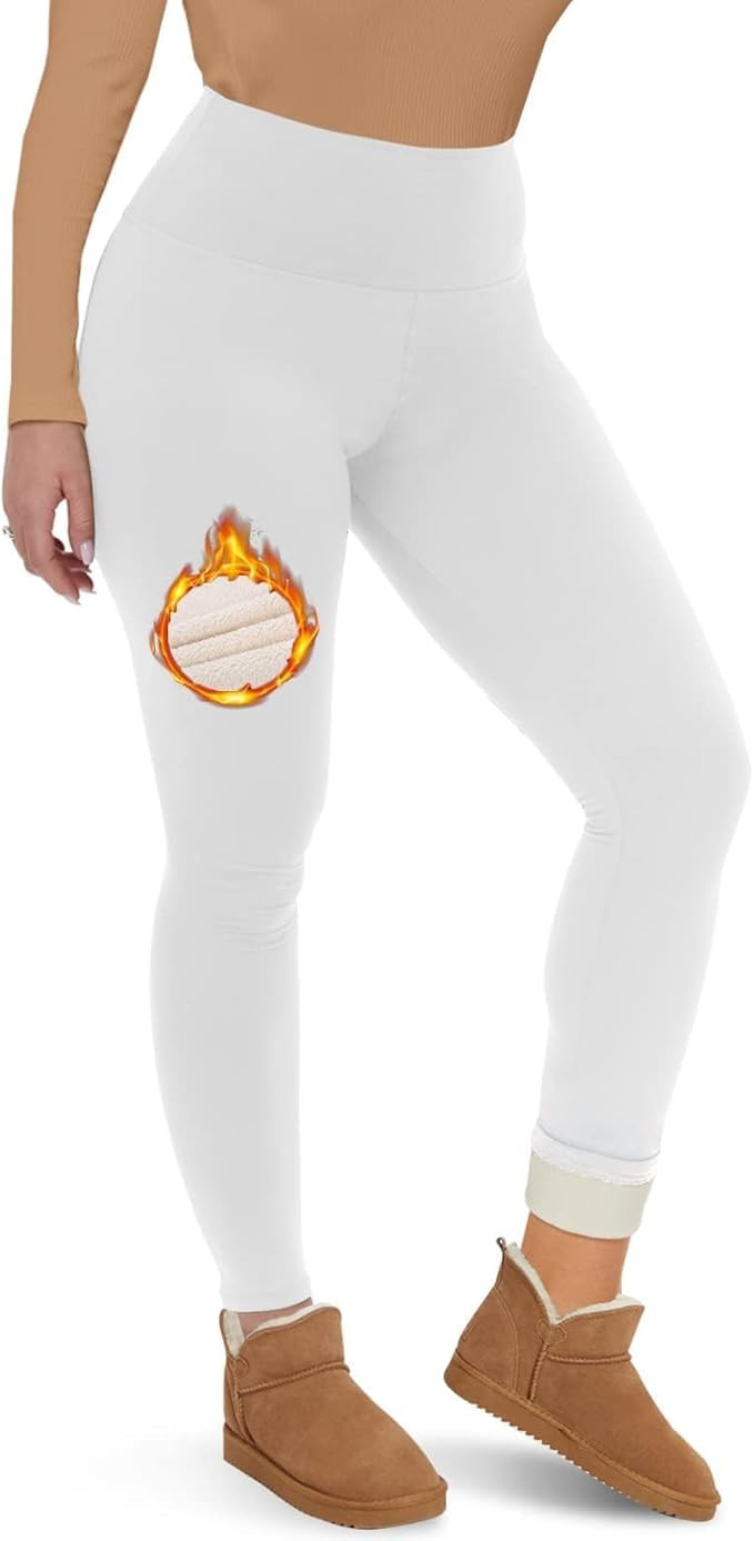 CAMPSNAIL Fleece Lined Leggings Women - Thick Soft High Waisted Black Tummy Control Thermal Warm ... | Amazon (US)