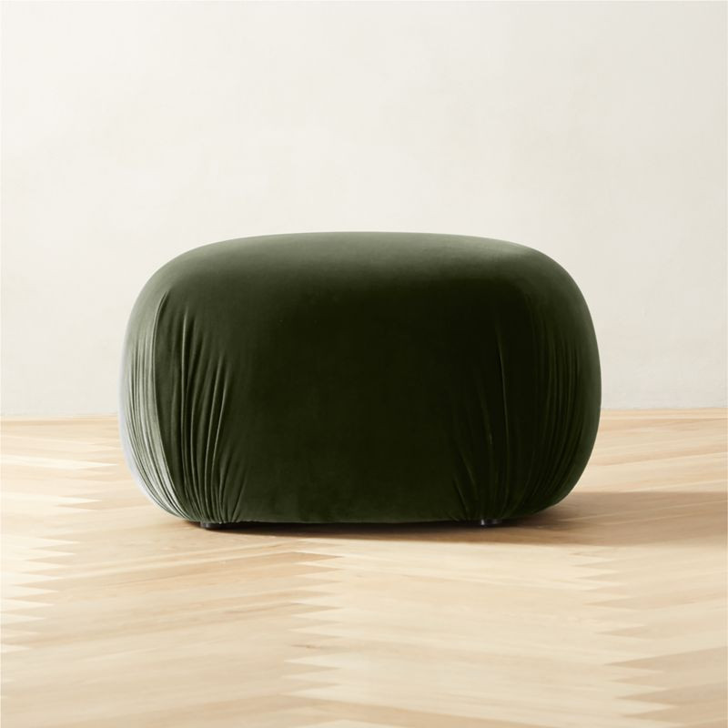 Gideon Green Velvet Ottoman | CB2 | CB2