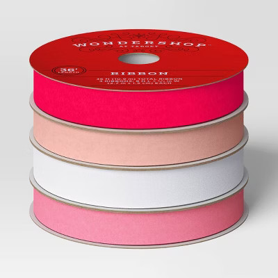 4 pk Christmas Velvet Ribbon Pink/White Luxe - Wondershop™ | Target