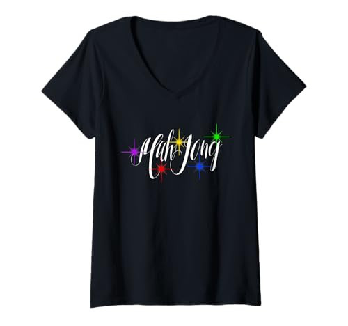 Womens Mah Jong (Mahjong) V-Neck T-Shirt | Amazon (US)