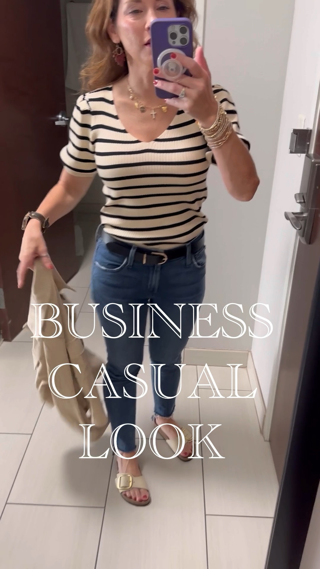 🤍🖤🤍 Business Casual look 

Wearing a size small in top, and small jacket, 27 in jeans 
Sizing reference: 5’1 and 120 lbs 

Perfect Crazy Busy Mama business casual look 

#LTKOver40 #LTKFindsUnder50 #LTKVideo