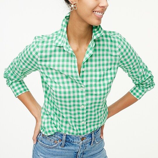 Factory: Gingham Lightweight Cotton Shirt In Signature Fit For Women | J.Crew Factory