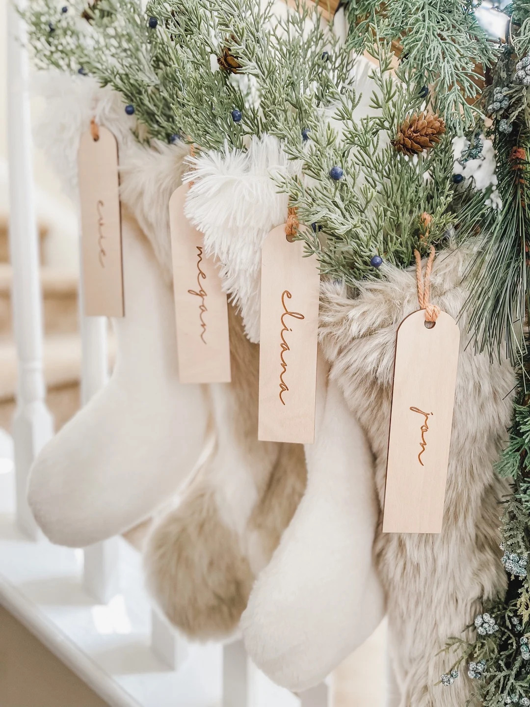 Christmas Stocking Name Tags, Personalized Stocking Wood Tags, Custom Name Tags Christmas, Minima... | Etsy (US)