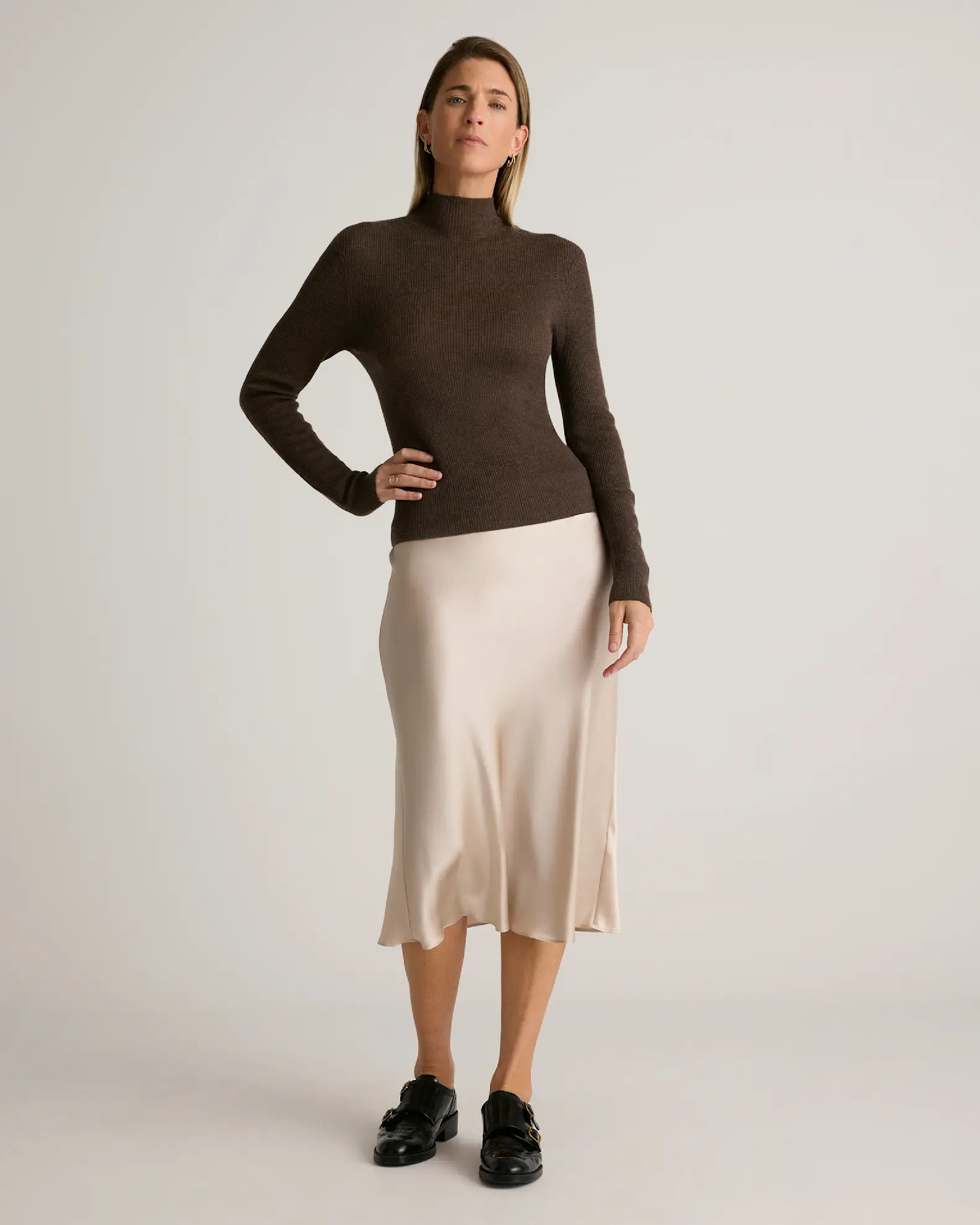 Featherweight Cashmere Ribbed Mockneck Sweater | Quince