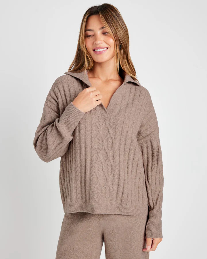 Stassi Cable Polo Sweater | Splendid