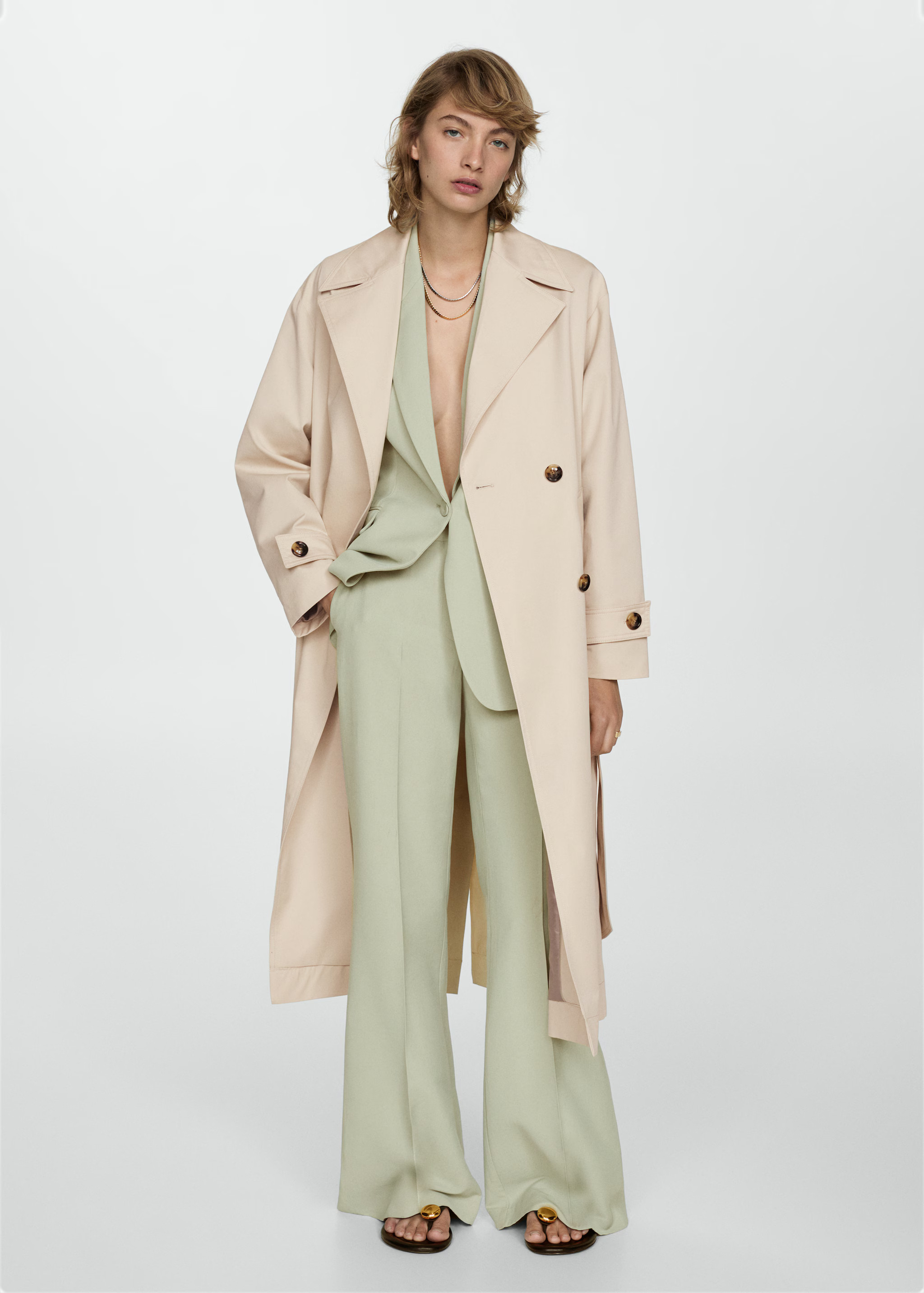 Double-breasted trench coat - Women | MANGO USA | MANGO (US)