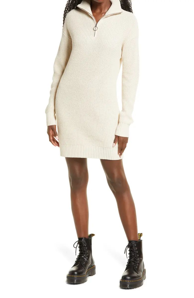 Sporty Quarter Zip Long Sleeve Sweater Dress | Nordstrom