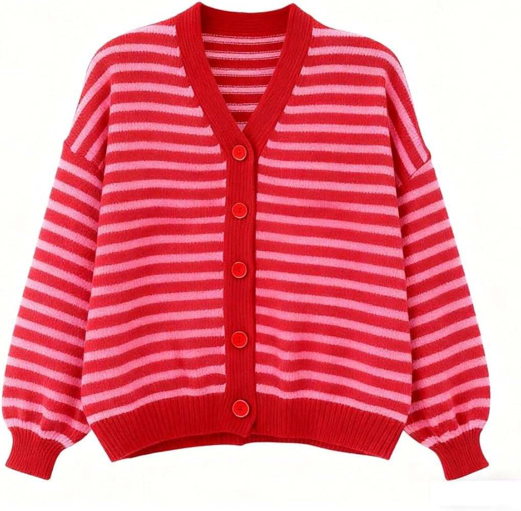 Knitted Cardigans for Women Mixed-Pattern Striped Knit Jumper Long Sleeve Women's Cardigan Sweate... | Amazon (US)