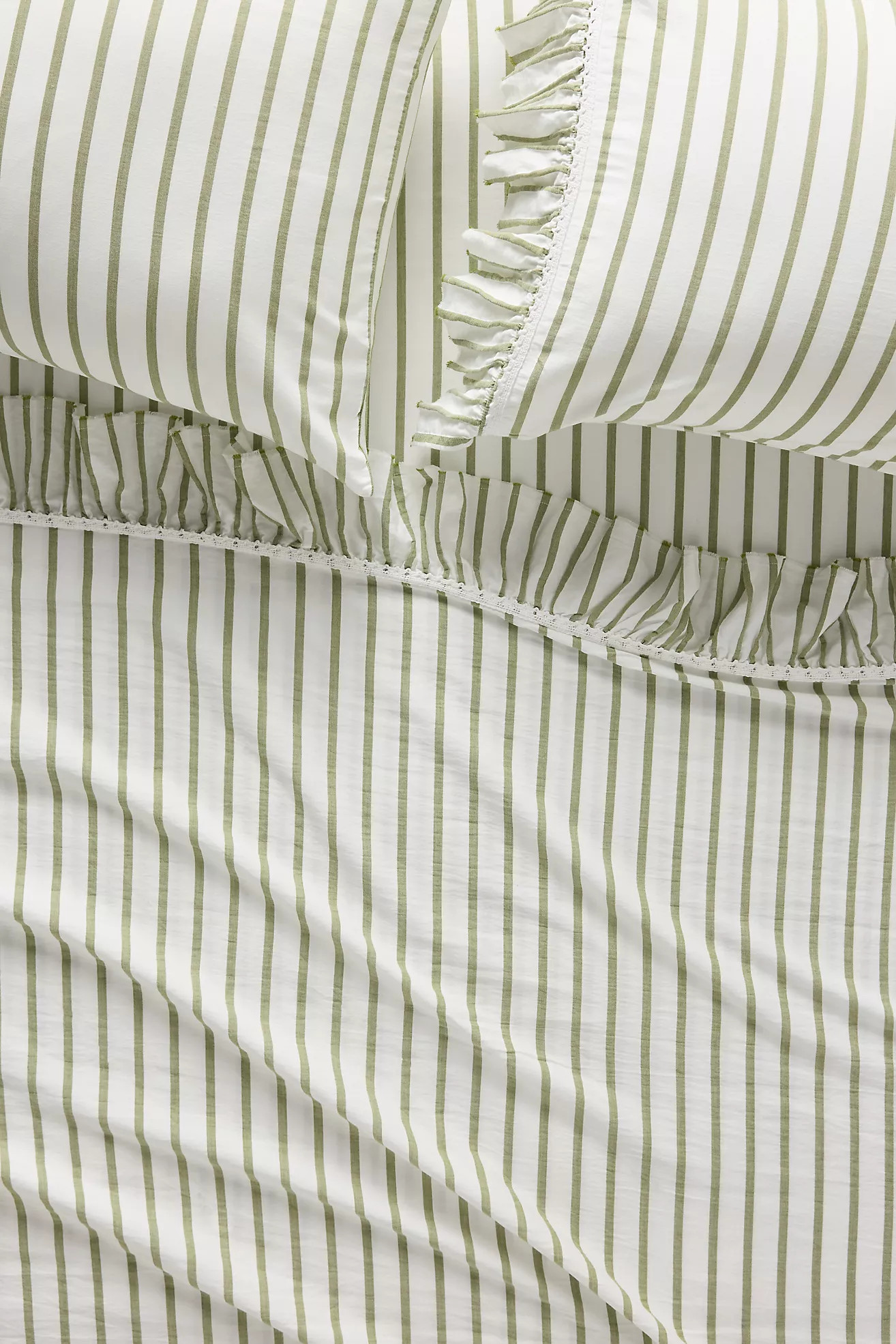 Organic Cotton Spa Sateen Ruffled Sheet Set | Anthropologie (US)