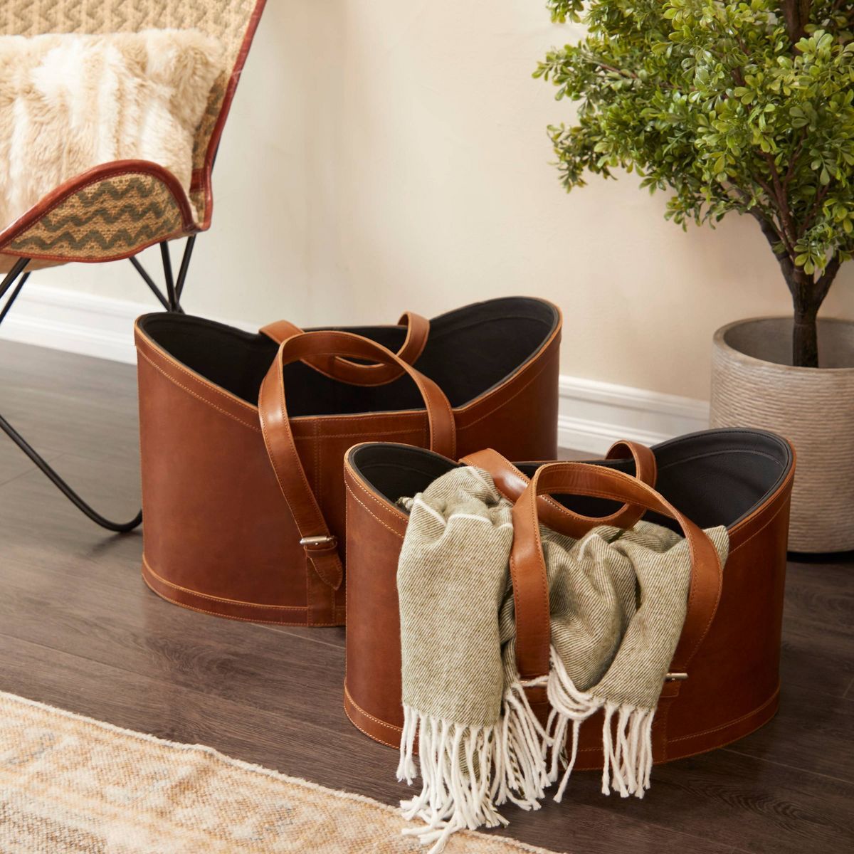 Set of 2 Leather Storage Baskets - Olivia & May | Target
