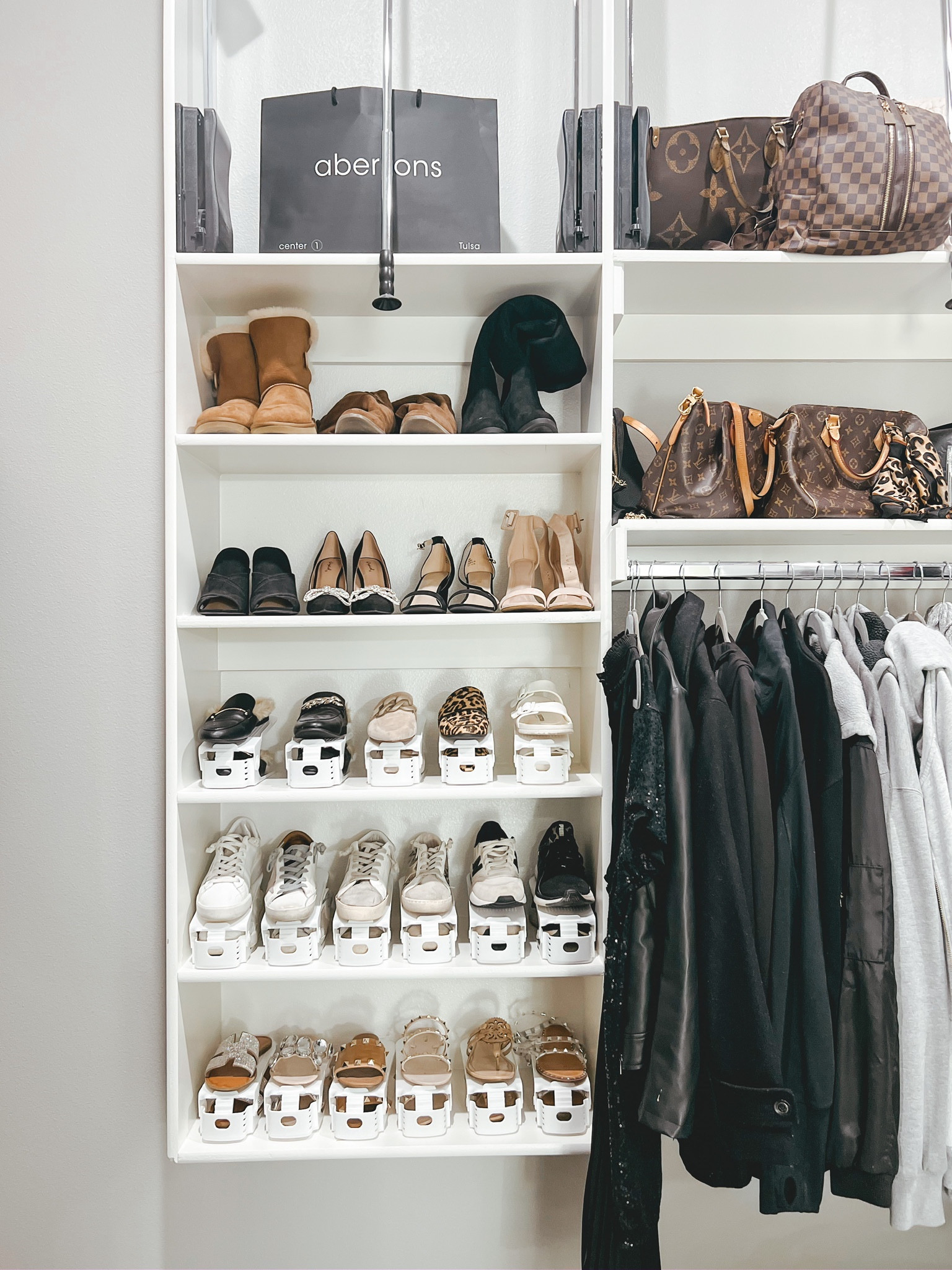 So happy with the organization of my closet! My shoe organizer, sandals, backpack purse, and velvet hangers are linked.

#LTKFind #LTKhome #LTKshoecrush