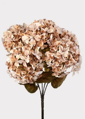 SAVE - Artificial Autumn Hydrangea Bush in Cream and Brown - 22" | Afloral