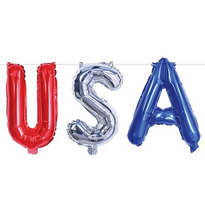 Beistle Red, Silver, and Blue USA Foil Balloon Streamers, 13" x 3', Pack of 12 Multicolored | Target