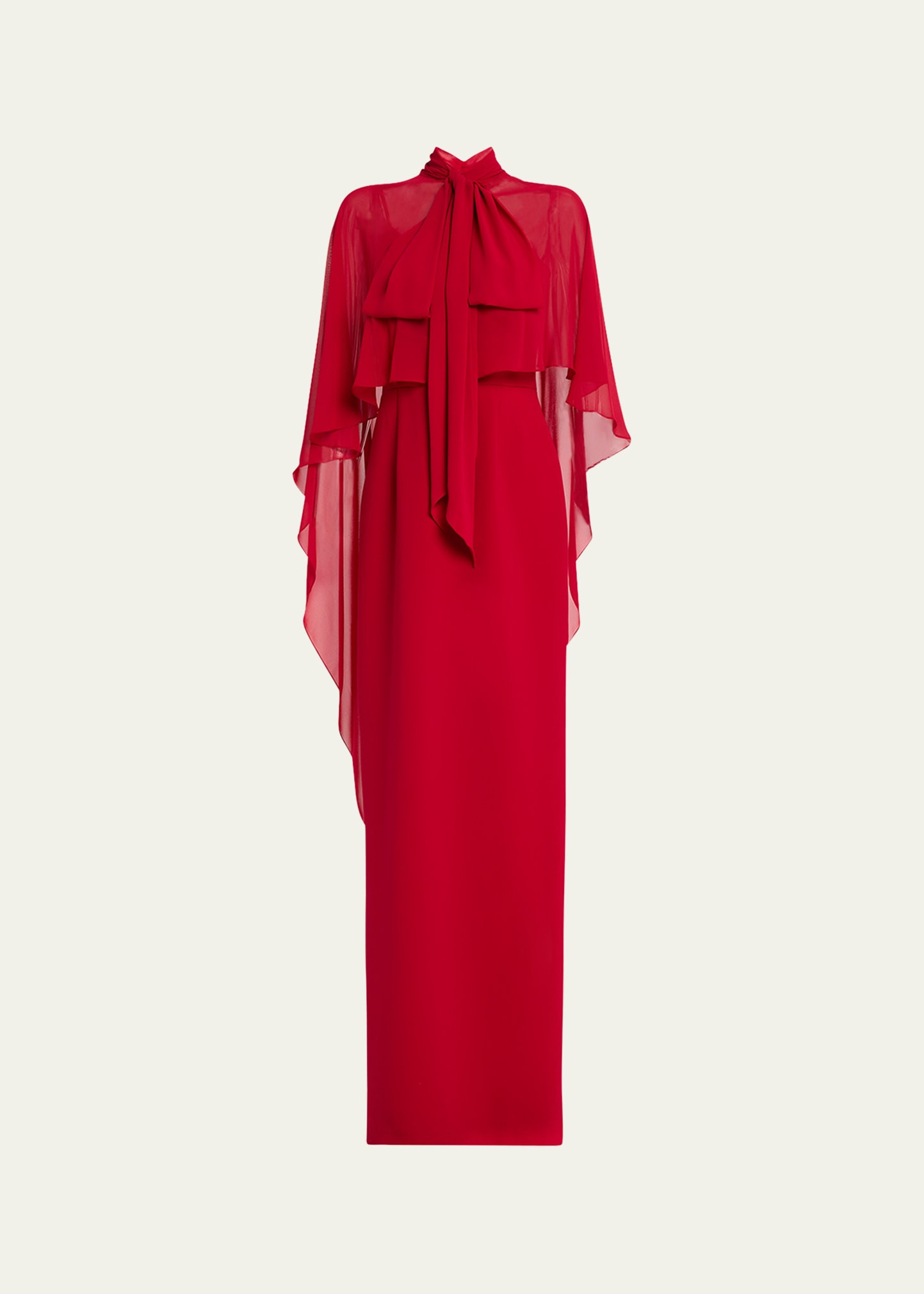 Rickie Freeman for Teri Jon Draped Tie-Neck Cape Column Gown | Bergdorf Goodman