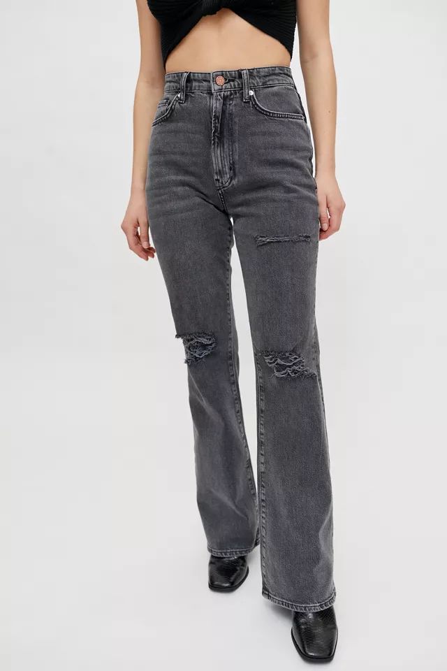 BDG High-Waisted Comfort Stretch Flare Jean – Faded Black Denim | Urban Outfitters (US and RoW)