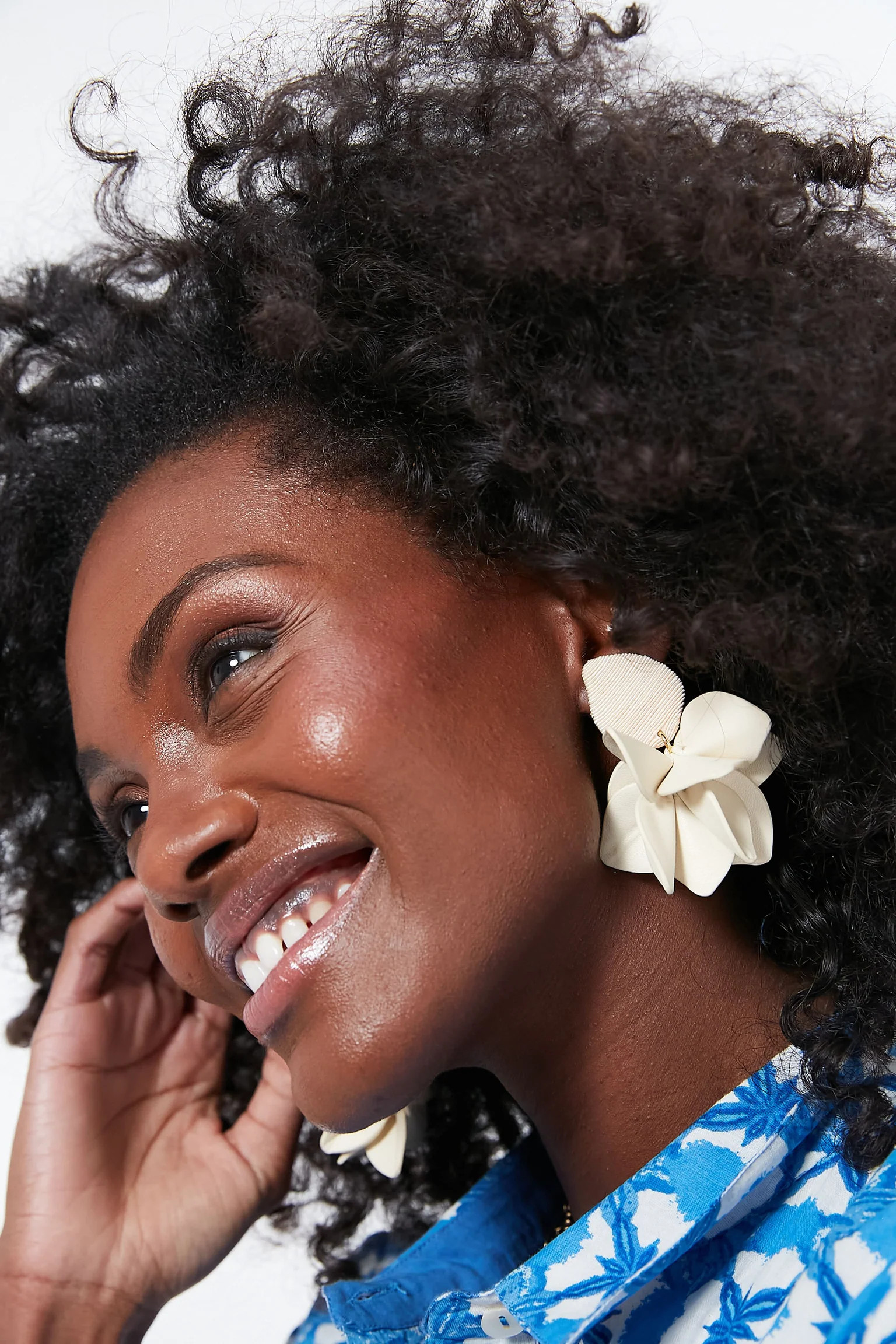 Cream Silk and Leather Orchid Earring | Tuckernuck (US)