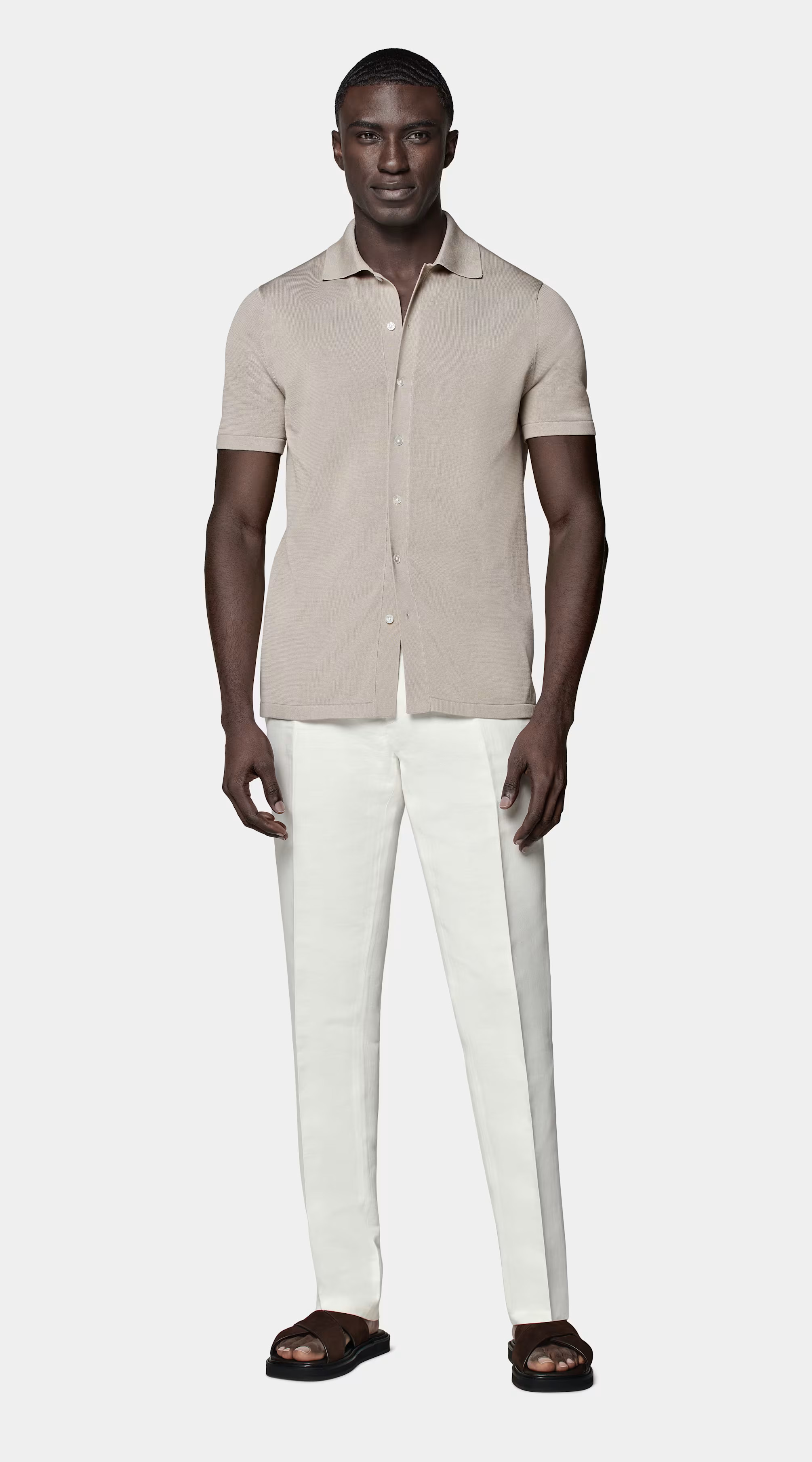 Light Taupe Polo Cardigan | Suitsupply (US)