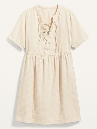 Lace-Up Twill Shift Dress for Women | Old Navy (CA)