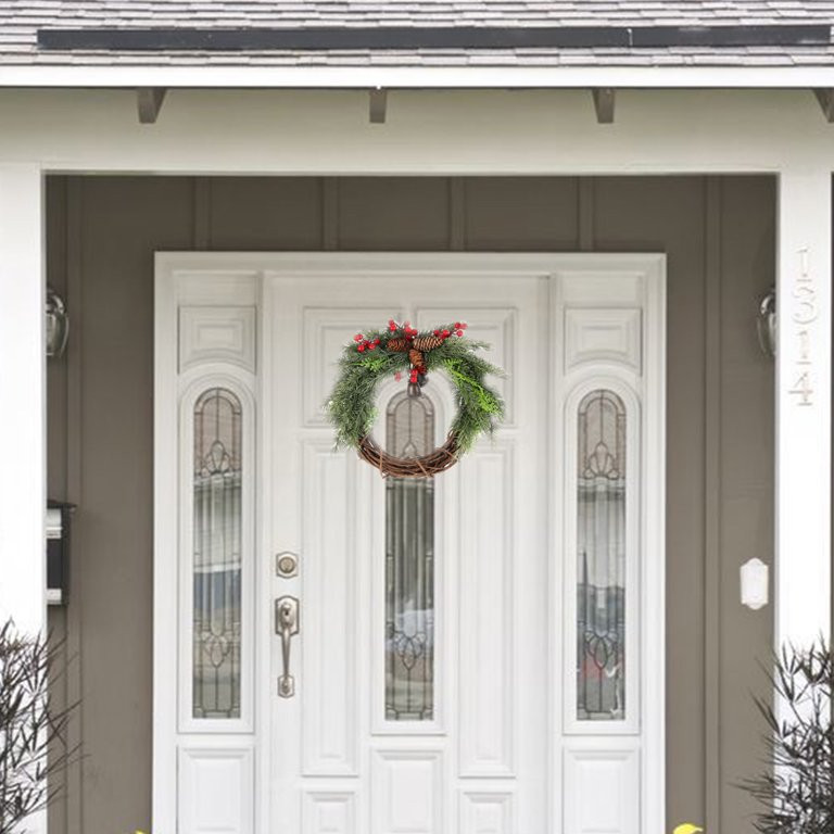 Farmhouse Christmas Wreaths for Front Door, 12 Inch Rattan Wreaths for Decorating Christmas, Gold... | Walmart (US)