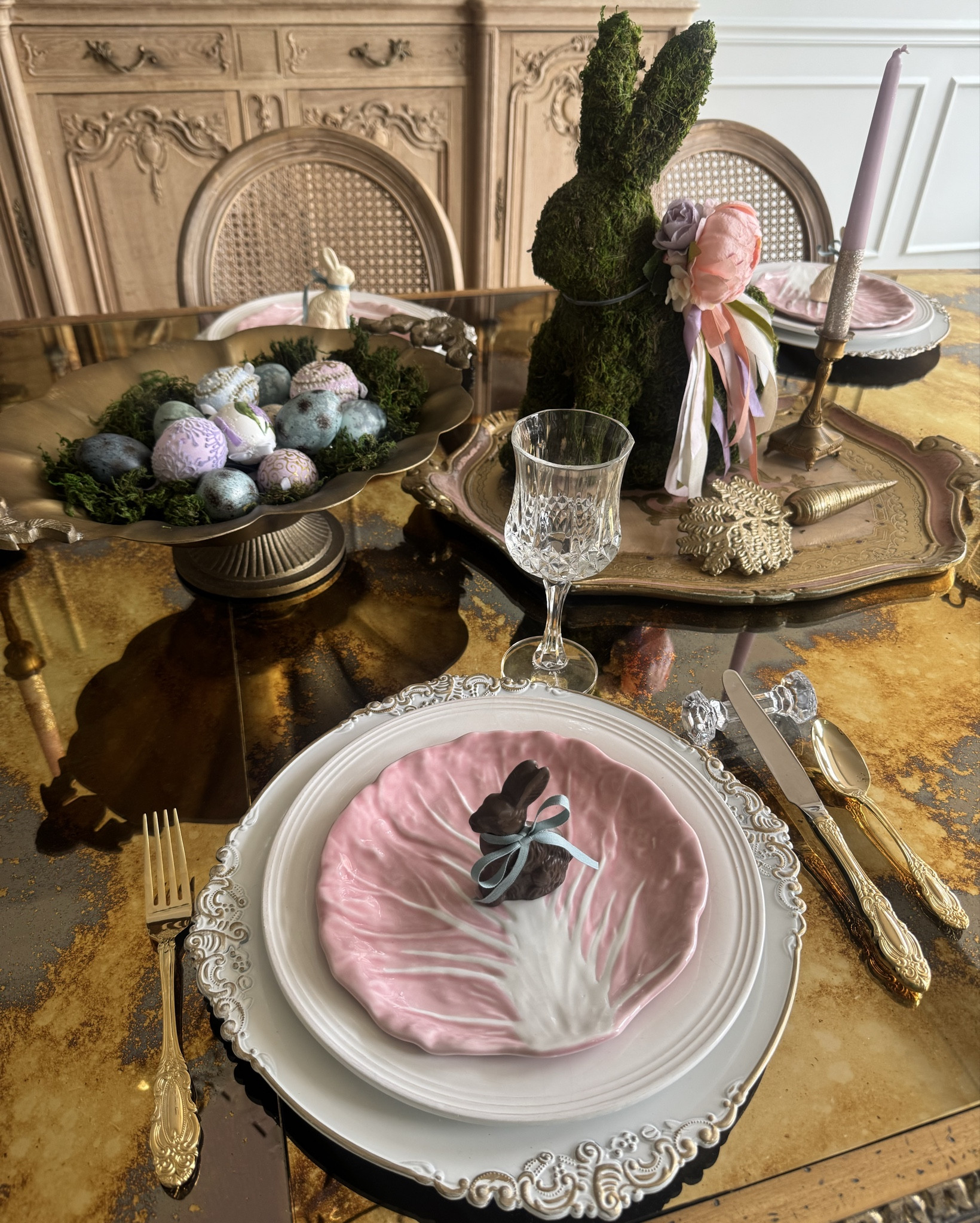 SHOP MY EASTER TABLE
it’s not quite finished… but
I try to set my holiday tables several weeks before…for the very reason I like to build on it and let is simmer and see what I would like to add or change! 

And if you need a budget friendly version of the Bordallo Pinheiro pink cabbage plates- then these Threshold plates are for you!!! 
