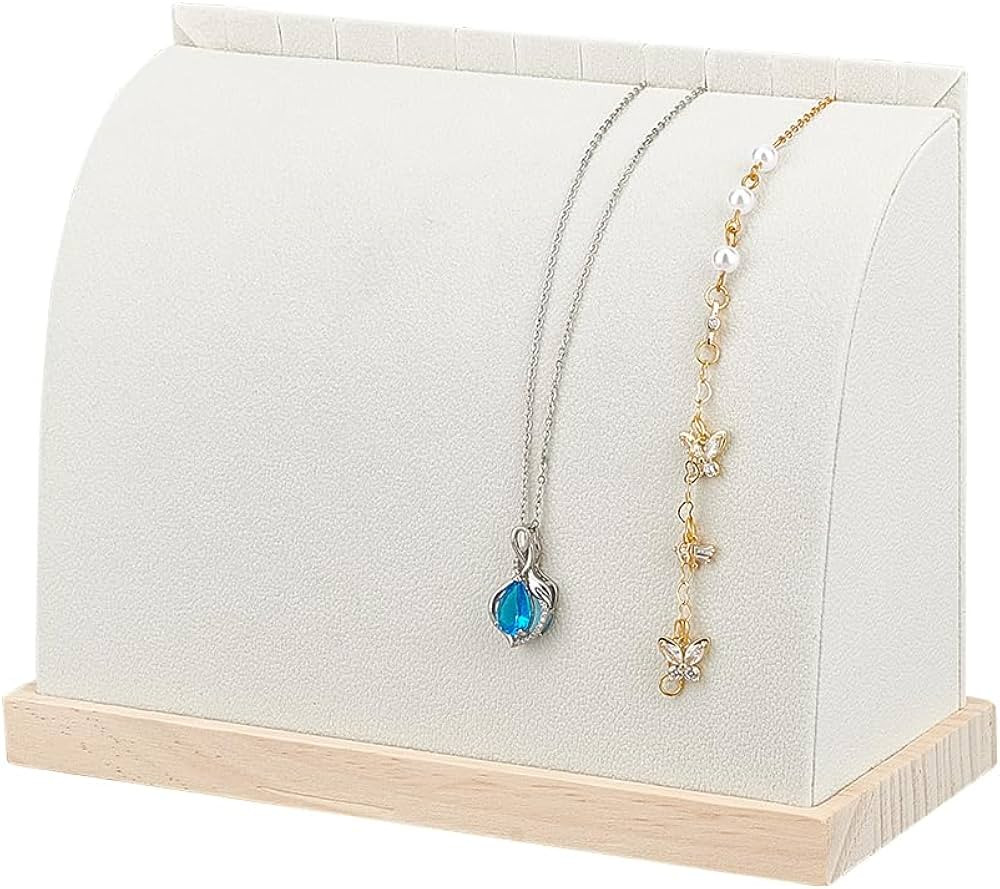 NBEADS Velvet Jewelry Display Stand, Wood Neckalce Bracelet Showcase Chain Pendant Storage Holder... | Amazon (US)