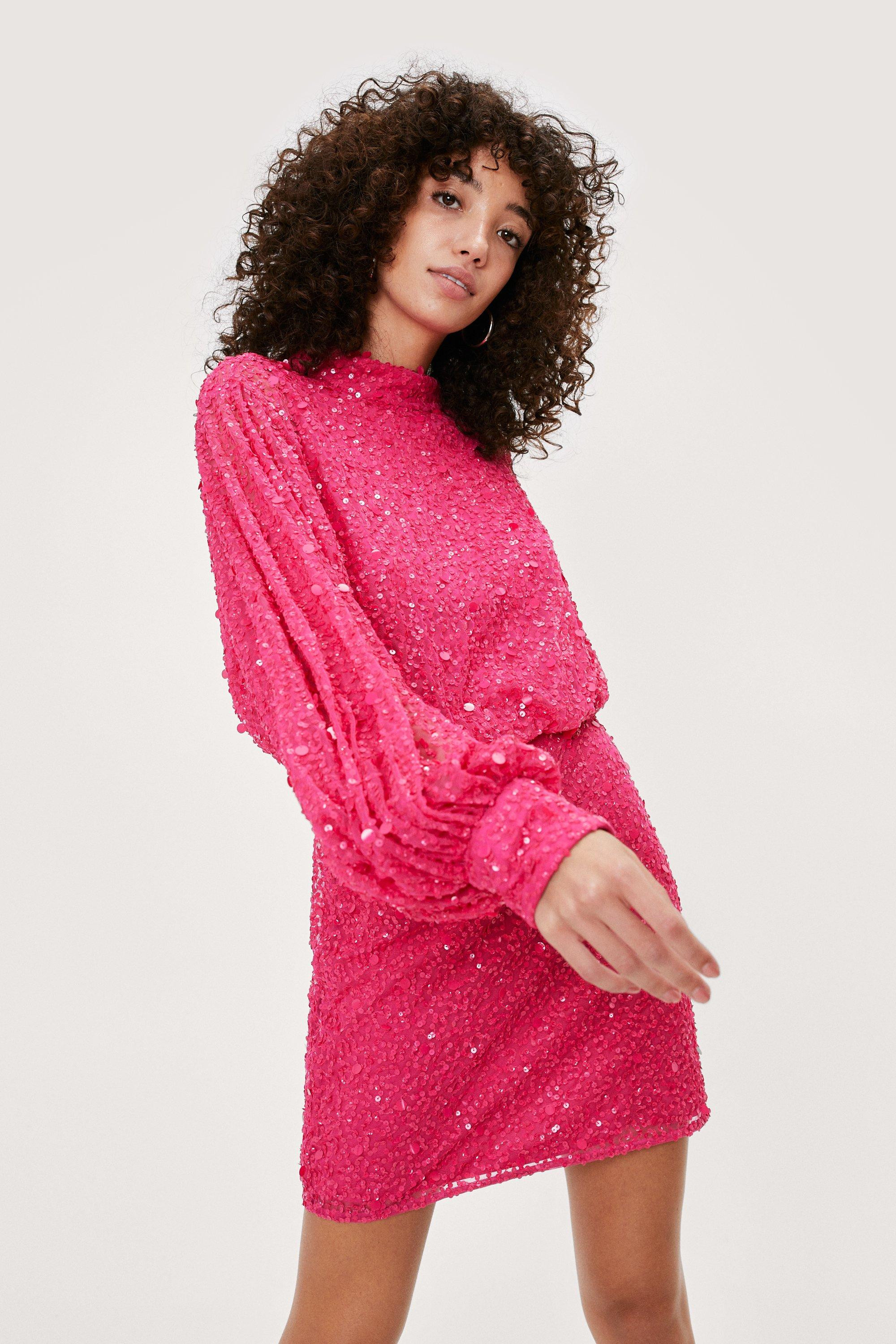 Balloon Sleeve Embellished Mini Dress | Nasty Gal (US)