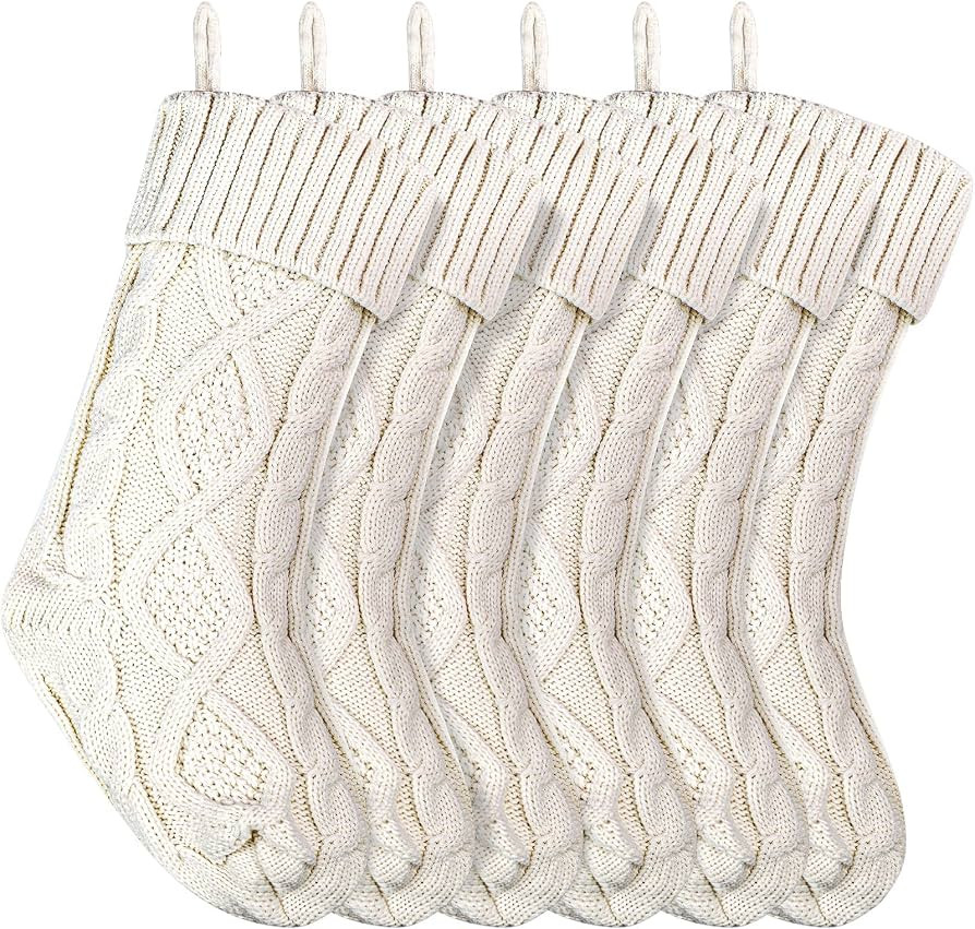 Amazon.com: Christmas Stockings Knitted Xmas Stockings 18 Inches Double-Sided Fireplace Hanging S... | Amazon (US)