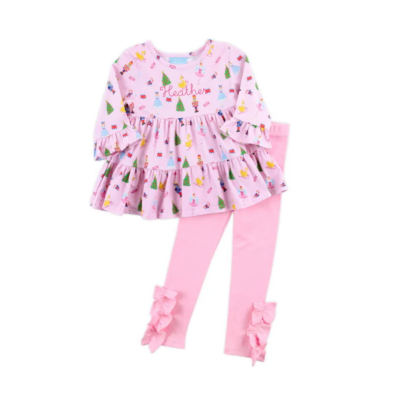 Nutcracker Pink Print Callie Legging Set | Classic Whimsy