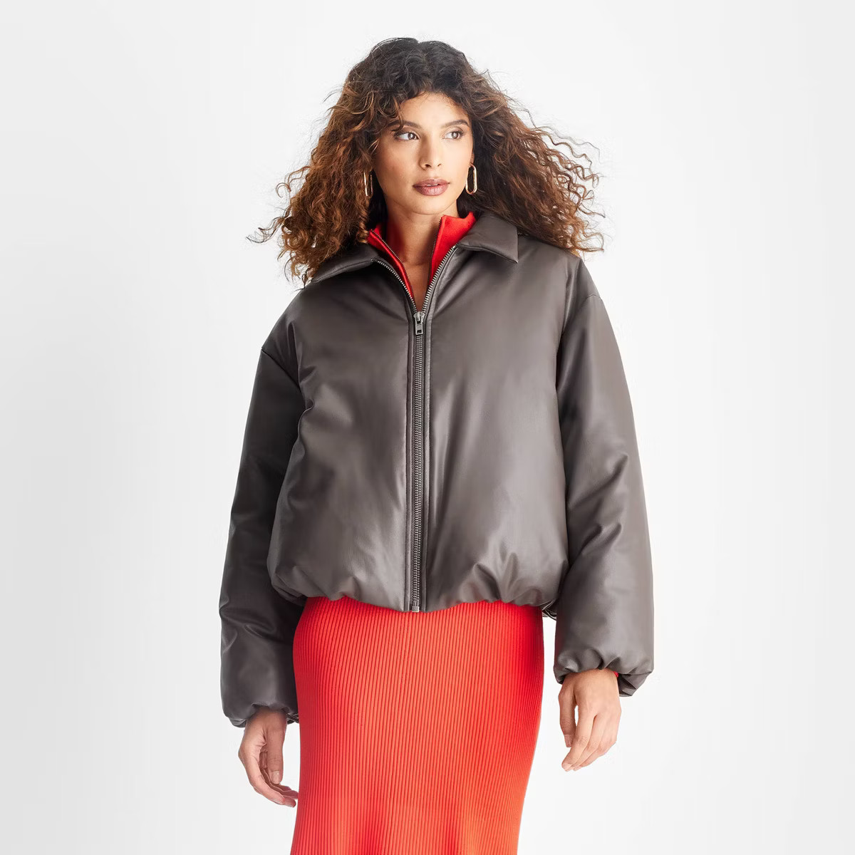 Women's Faux Leather Bomber Jacket - Future Collective Dark Gray | Target