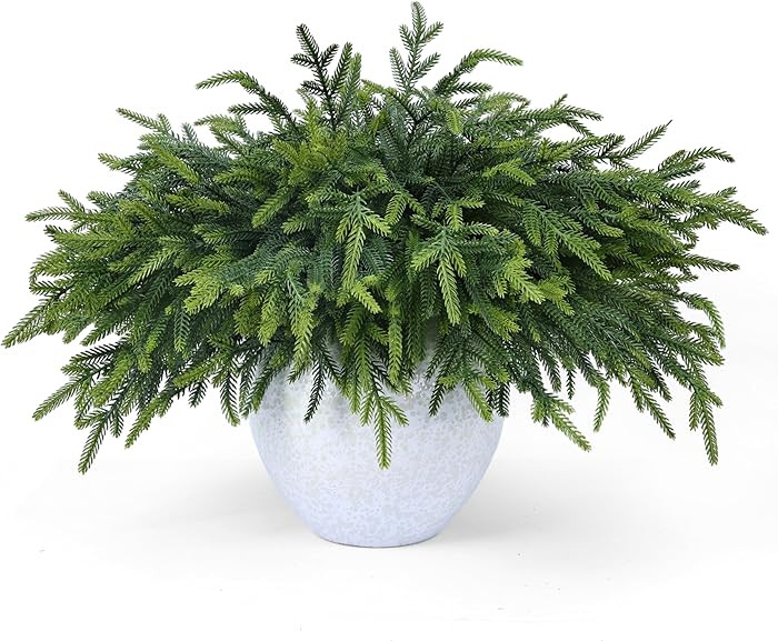 12 Pcs Realistic Christmas Pine Branches Artificial Lifelike Green Pine Stem - Real Touch for Vas... | Amazon (US)