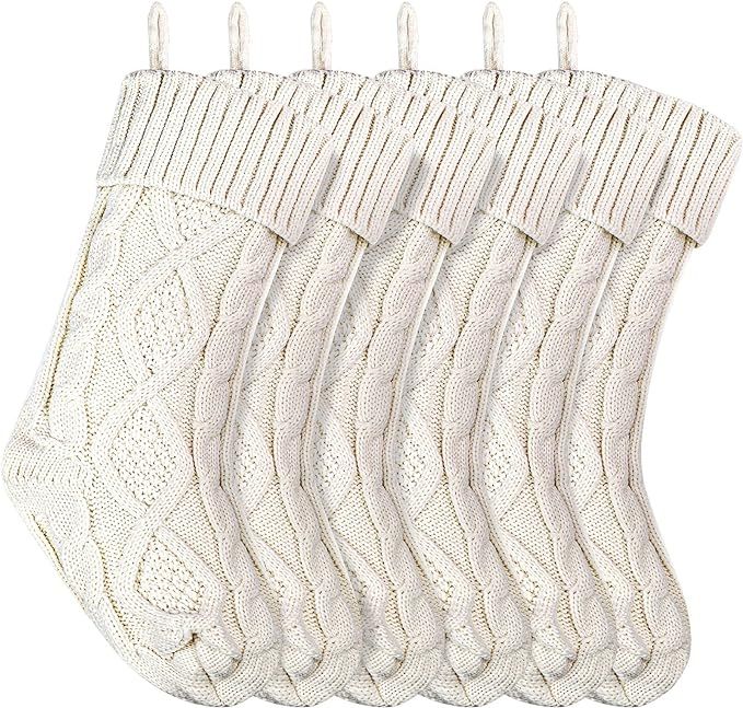 Christmas Stockings Knitted Xmas Stockings 18 Inches Double-Sided Fireplace Hanging Stockings for... | Amazon (US)