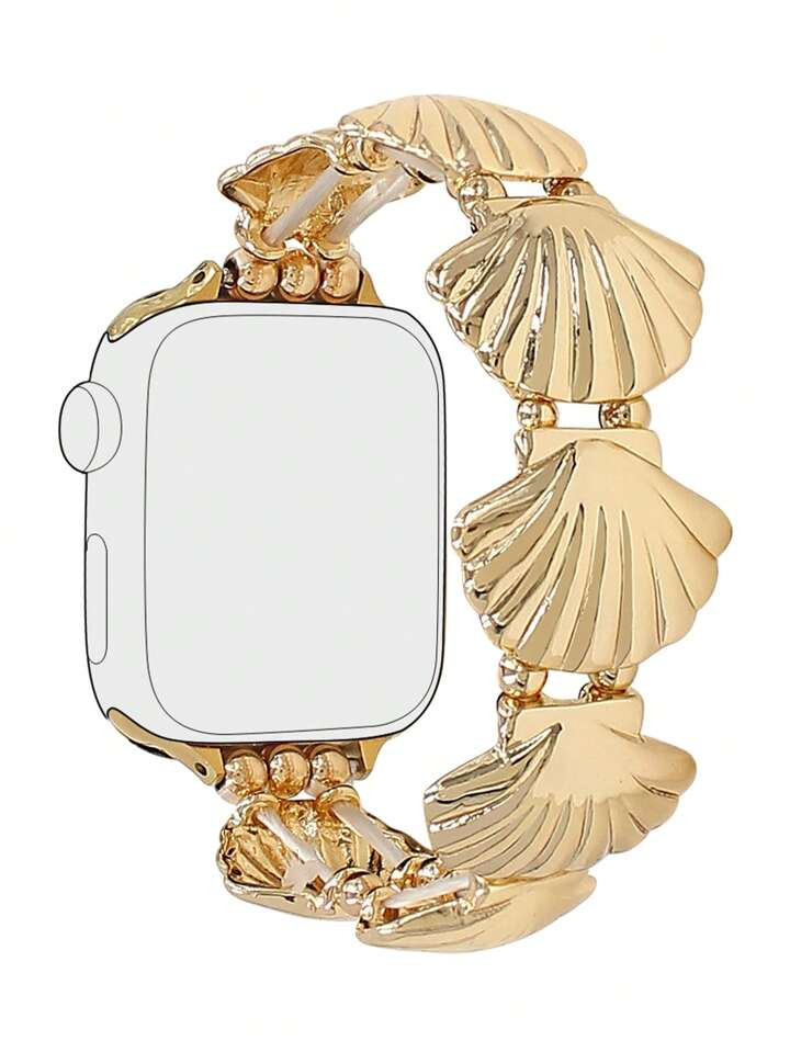 1pc Gold Creative Shell Zinc Alloy Lady's Elastic Bracelet Strap Compatible With Apple Watch Band 38mm 40mm 41mm 42mm 44mm 45mm 49mm S10 42mm S10 46mm, Fashion Ocean Vacation Style Metal Bracelet Strap Compatible With Iwatch Series Ultra 2 S10 SE 9 8 7 SE 6 5 4 3 2 1, Fine Women's Fashion Watch Accessories, Smart Watch Strap/Band, Unique Personalized And Style Strap, Party, Banquet, Valentine's Day/Mother's Day Gifts | SHEIN