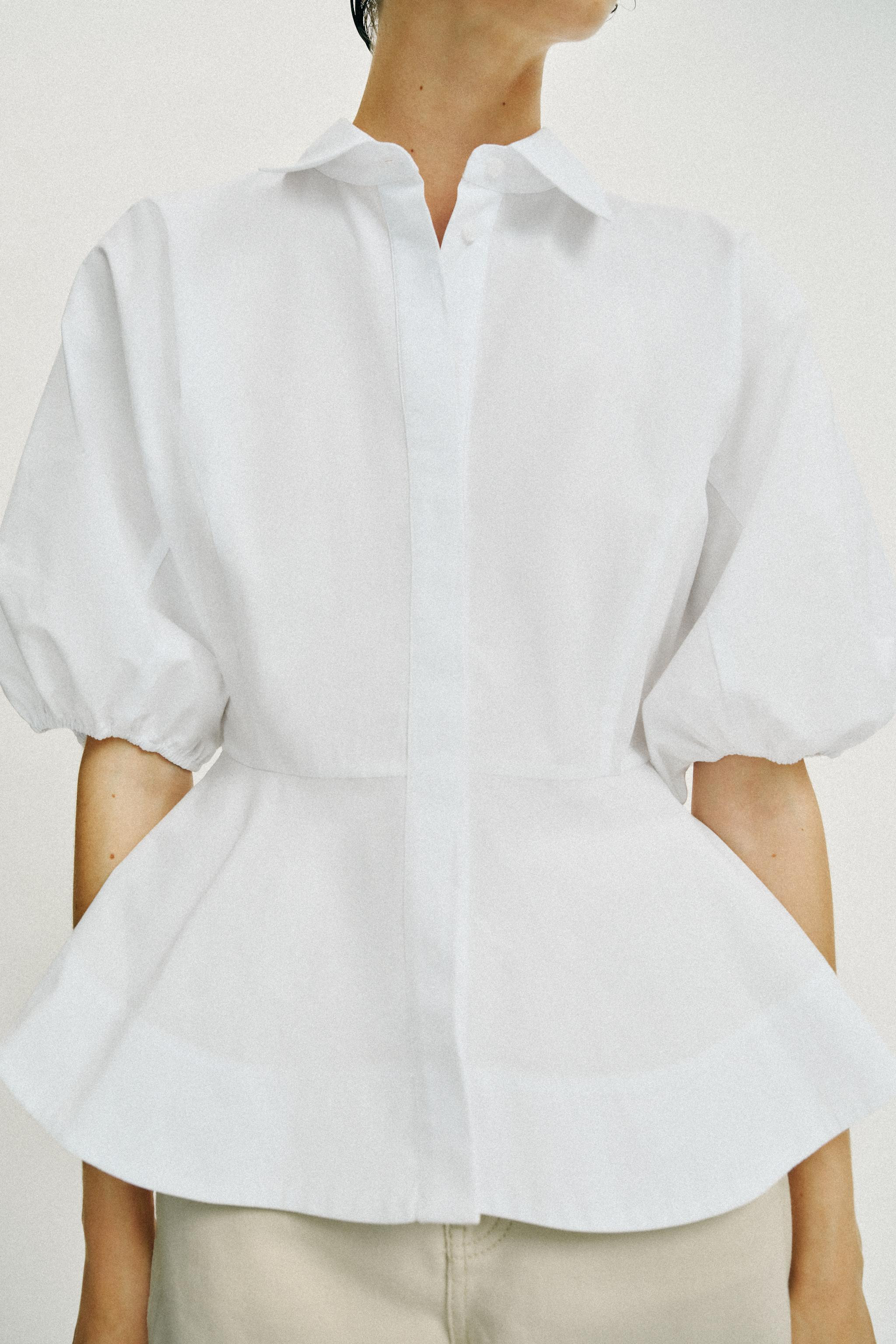 PEPLUM SHIRT WITH PUFF SLEEVES | Zara US