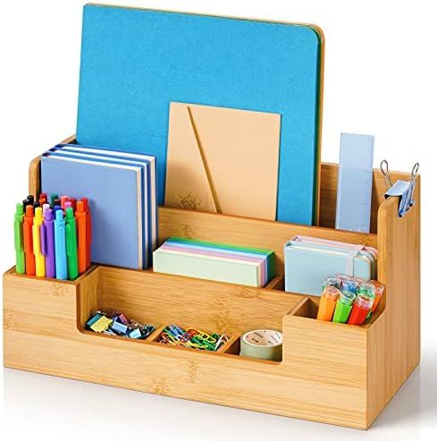 Marbrasse Bamboo Desk Organizer with Handle, Office Supplies Desk organizers and Accessories, All-in | Amazon (US)