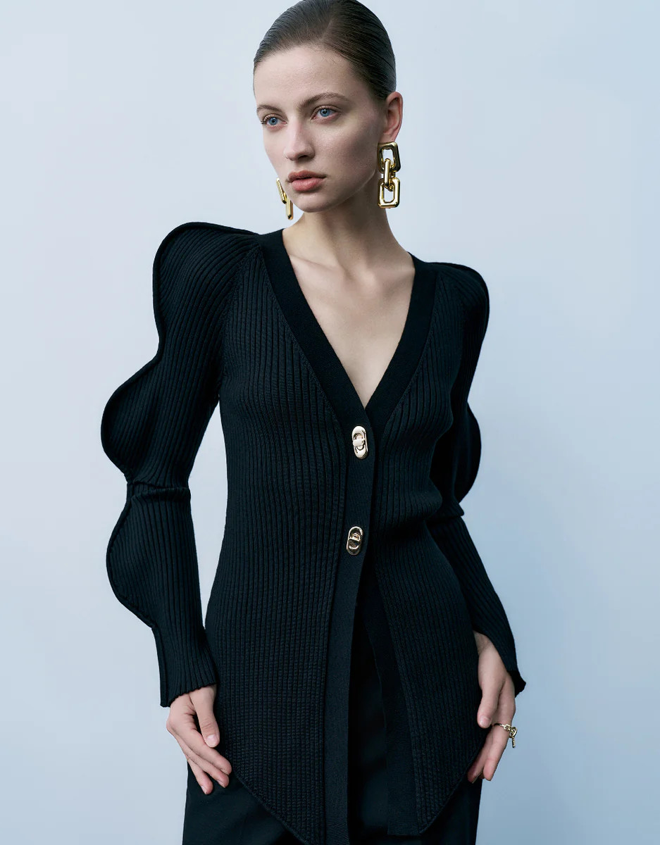 Skinny V-Neck Knitted Cardigan | Urban Revivo