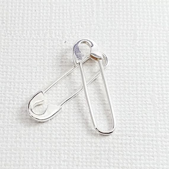 Sterling Silver Safety Pin Earrings. Unique Hoop Earrings. 1 - Etsy | Etsy (US)