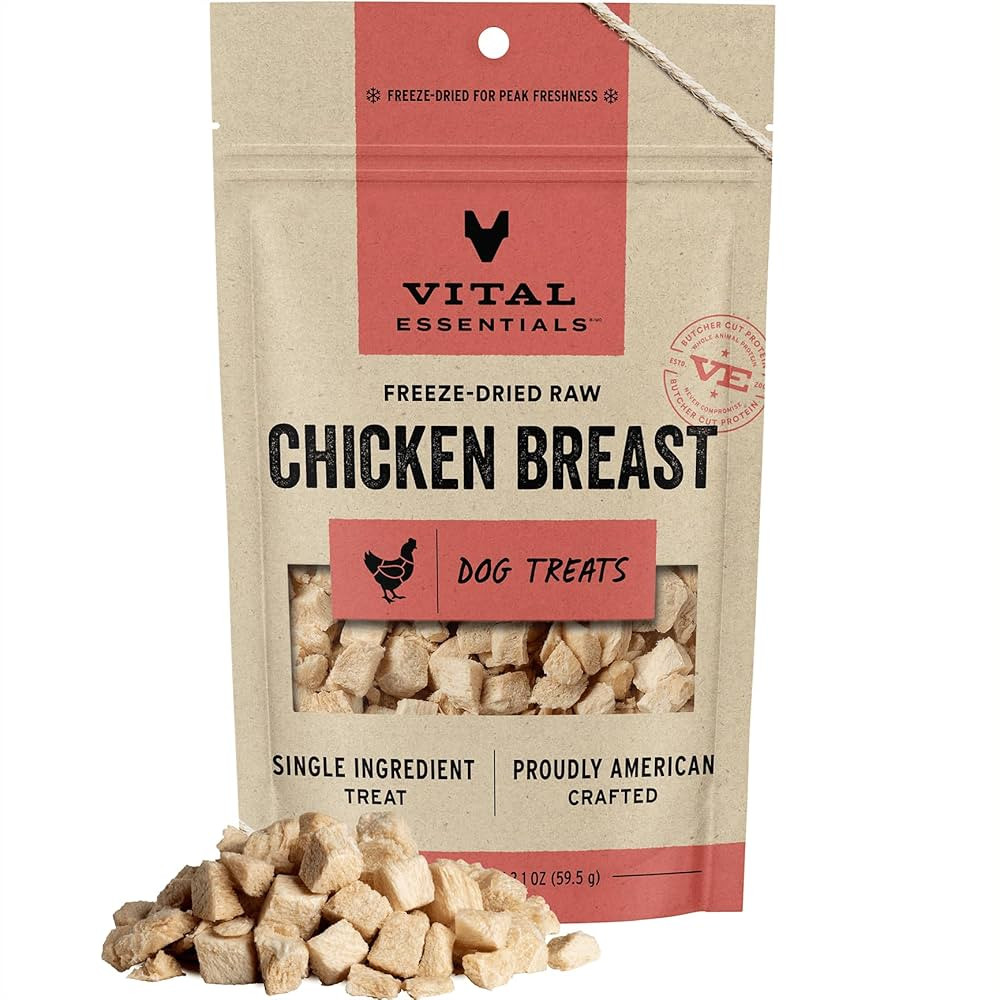 Vital Essentials Chicken Breast Dog Treats, 2.1 oz | Freeze-Dried Raw | Single Ingredient | Premi... | Amazon (US)