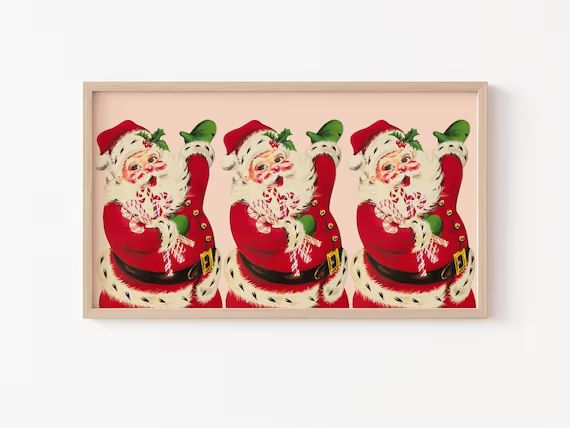Christmas Frame TV Art File, Frame TV Art File, Vintage Santa, Candy Canes, Pink Christmas, Santa... | Etsy (US)